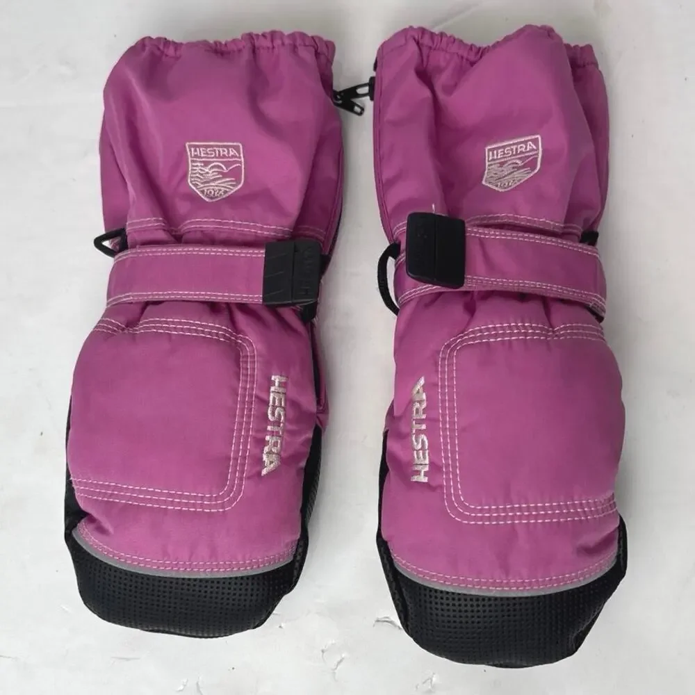 Hestra Primaloft Youth Zip Up Pink Ski Snow Mittens Size 5